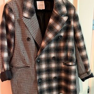 Black and White Double-Breasted Coat